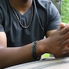 Thumbnail Image 3 of Black and Brown Ion-Plated Stainless Steel H-Link Necklace - 24.0"