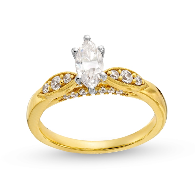 0.69 CT. T.W. Marquise-Cut Diamond Leaf-Sides Engagement Ring in 14K Gold|Peoples Jewellers