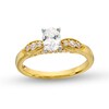 Thumbnail Image 1 of 0.69 CT. T.W. Oval Diamond Leaf-Sides Engagement Ring in 14K Gold