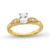 Thumbnail Image 0 of 0.69 CT. T.W. Oval Diamond Leaf-Sides Engagement Ring in 14K Gold