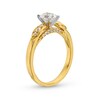 Thumbnail Image 2 of 0.69 CT. T.W. Oval Diamond Leaf-Sides Engagement Ring in 14K Gold