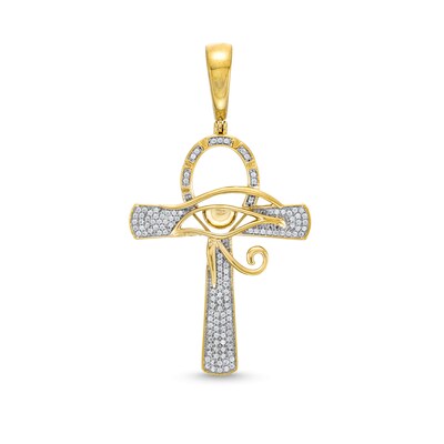0.33 CT. T.W. Diamond Ankh with Eye of Horus Necklace Charm in 10K Gold