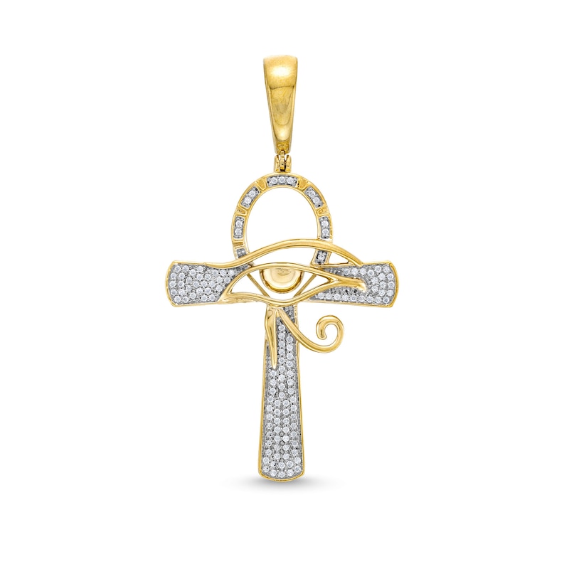 Main Image 1 of 0.33 CT. T.W. Diamond Ankh with Eye of Horus Necklace Charm in 10K Gold
