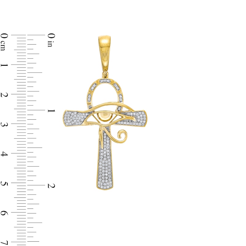 Main Image 2 of 0.33 CT. T.W. Diamond Ankh with Eye of Horus Necklace Charm in 10K Gold