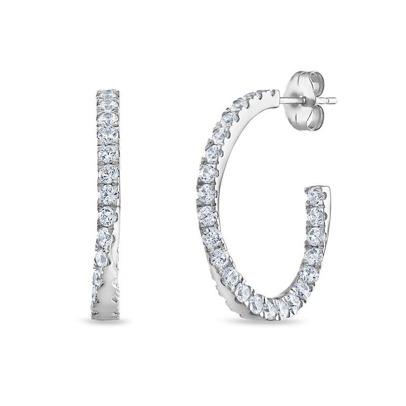 2.00 CT. T.W. Diamond Twist Open Hoop Earrings in 10K White Gold