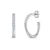 Thumbnail Image 1 of 1.00 CT. T.W. Diamond Twist Open Hoop Earrings in 10K White Gold
