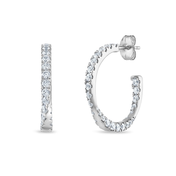 0.50 CT. T.w. Diamond Twist Open Hoop Earrings in 10K White Gold