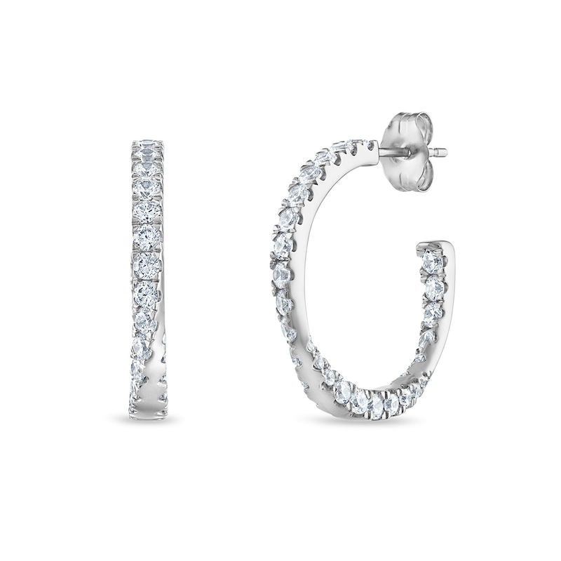 0.50 CT. T.W. Diamond Twist Open Hoop Earrings in 10K White Gold