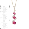 Thumbnail Image 3 of Certified Ruby and 0.30 CT. T.W. Certified Lab-Created Diamond Three-Stone Drop Pendant in 1OK Gold