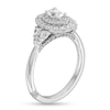 Thumbnail Image 3 of Monique Lhuillier Bliss 0.95 CT. T.W. Oval-Shaped Diamond Double Frame Engagement Ring in 18K White Gold (I/SI2)
