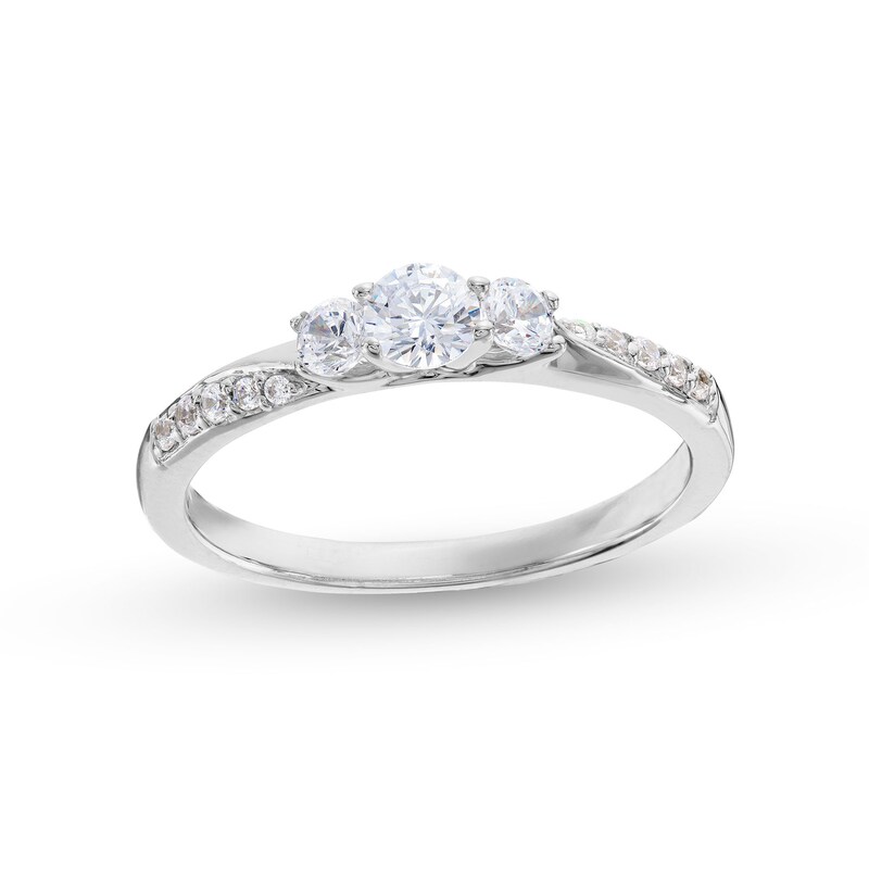 Main Image 1 of 0.50 CT. T.W. Diamond Past Present Future® Engagement Ring in 10K White Gold