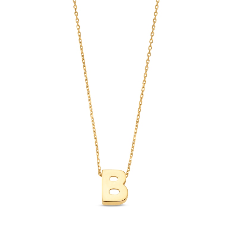 Uppercase Block "B" Initial Pendant in 10K Gold