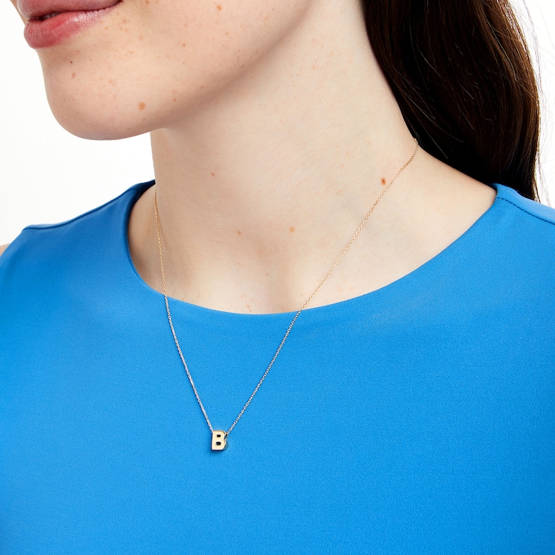 Main Image 2 of Uppercase Block "B" Initial Pendant in 10K Gold