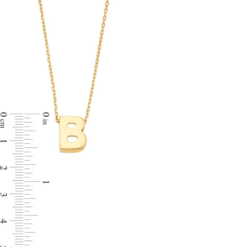 Main Image 3 of Uppercase Block "B" Initial Pendant in 10K Gold