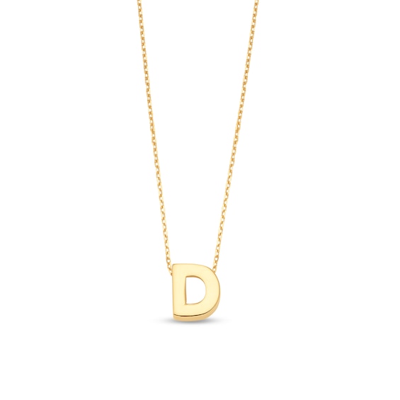 Uppercase Block "D" Initial Pendant in 10K Gold