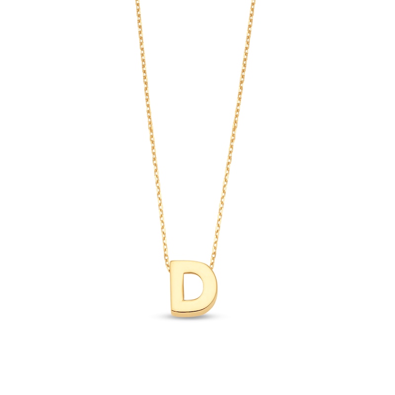 Uppercase Block "D" Initial Pendant in 10K Gold