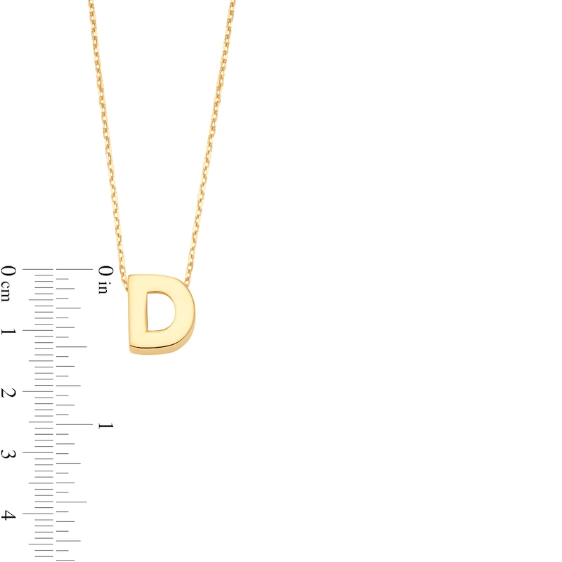 Main Image 3 of Uppercase Block "D" Initial Pendant in 10K Gold