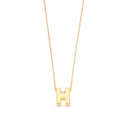 Uppercase Block "H" Initial Pendant in 10K Gold
