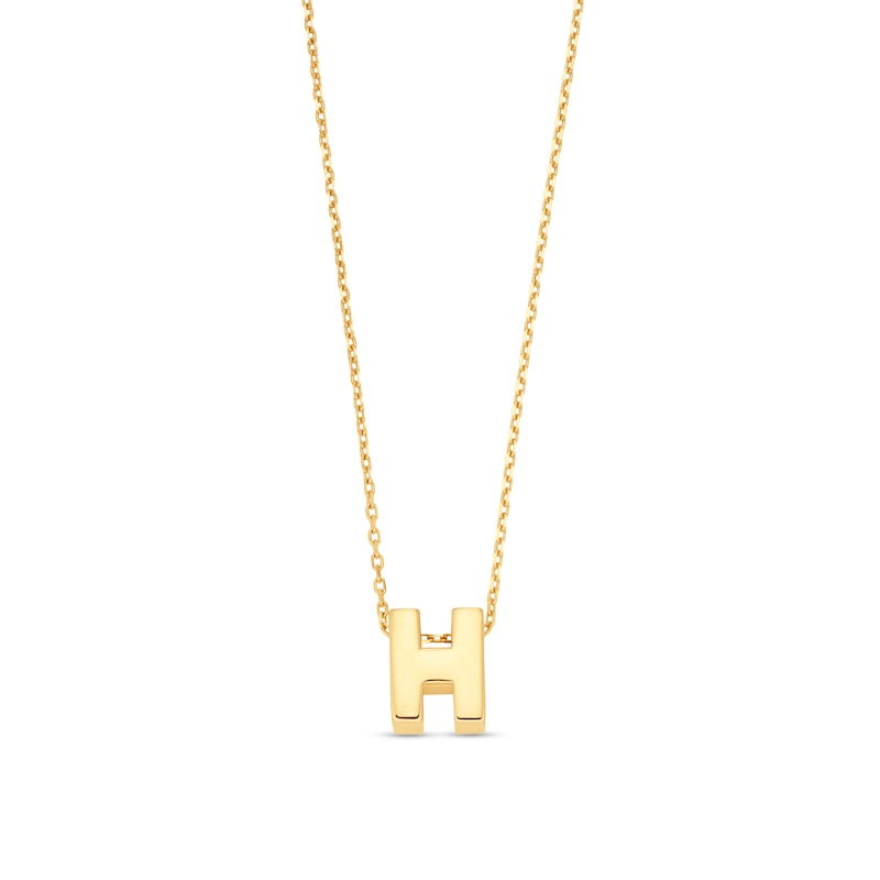 Uppercase Block "H" Initial Pendant in 10K Gold