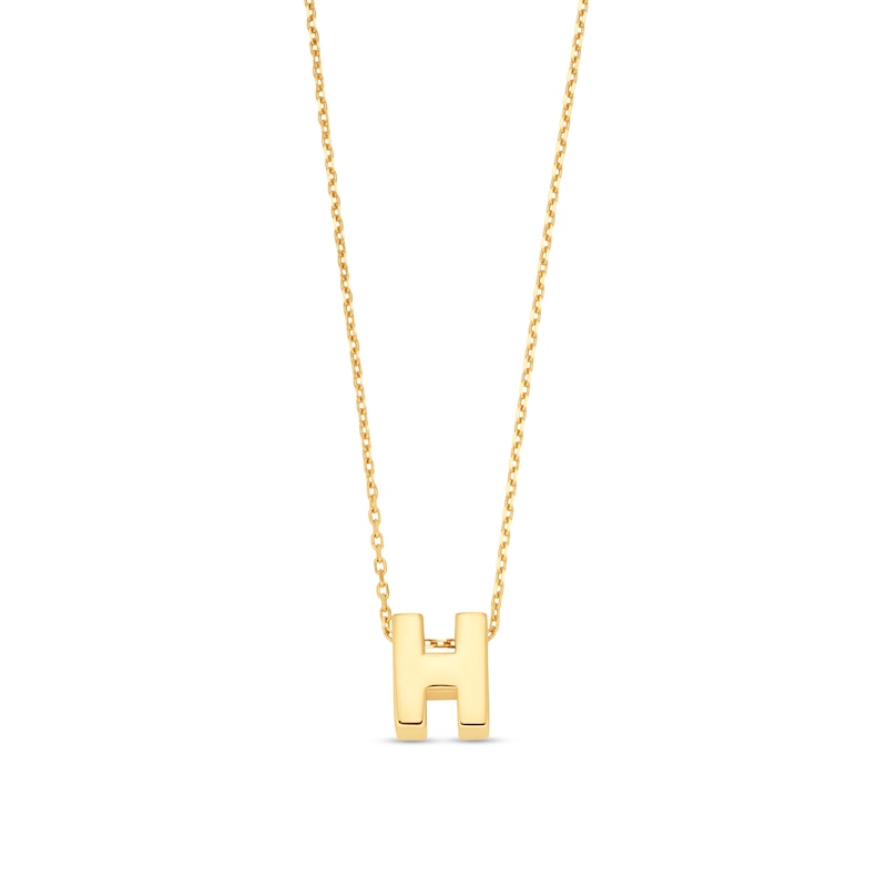 Uppercase Block "H" Initial Pendant in 10K Gold