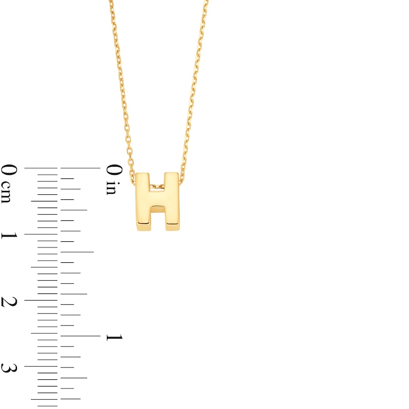 Uppercase Block "H" Initial Pendant in 10K Gold