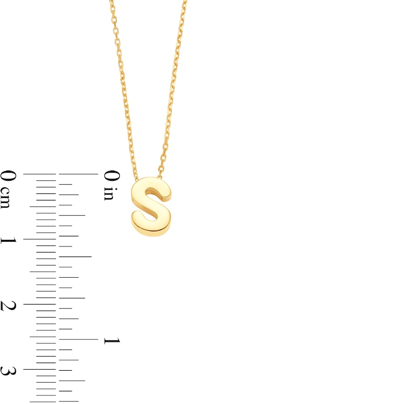 Main Image 3 of Uppercase Block "S" Initial Pendant in 10K Gold