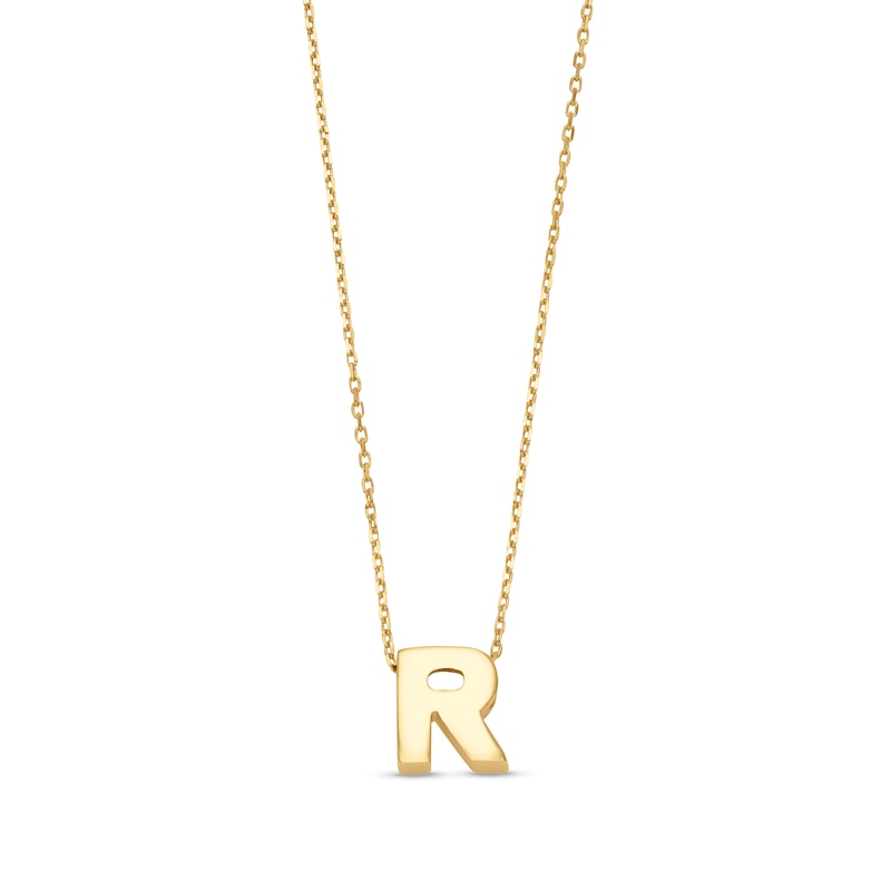 Main Image 1 of Uppercase Block "R" Initial Pendant in 10K Gold