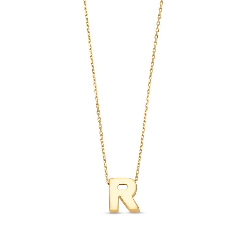 Uppercase Block "R" Initial Pendant in 10K Gold