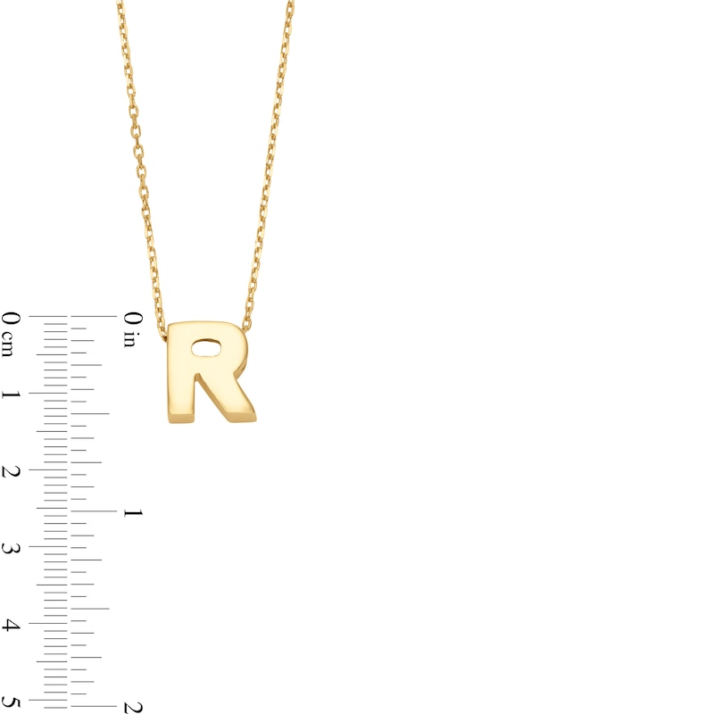 Main Image 3 of Uppercase Block "R" Initial Pendant in 10K Gold