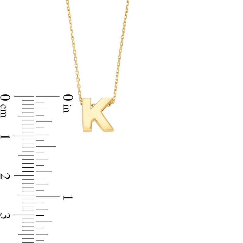 Uppercase Block "K" Initial Pendant in 10K Gold