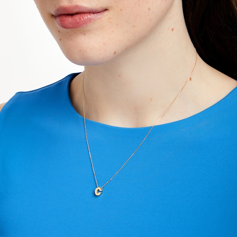 Main Image 2 of Uppercase Block "C" Initial Pendant in 10K Gold