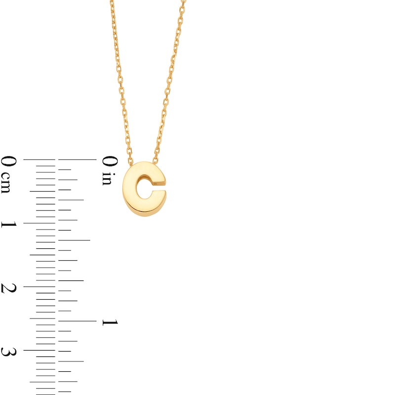 Uppercase Block "C" Initial Pendant in 10K Gold