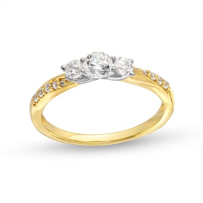 0.50 CT. T.W. Diamond Past Present Future® Engagement Ring in 10K Gold (I/I2)