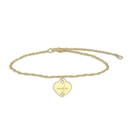 Diamond Accent Engravable Heart-Shaped Disc Bracelet (1 Line) - 7.25"