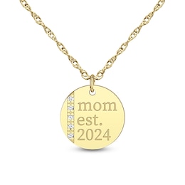 12.0mm Diamond Accent Engravable Family Disc Pendant (1 Line and 1 Year)