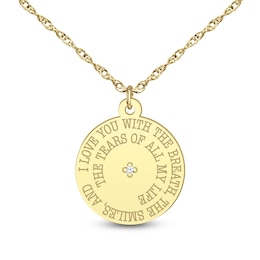 16.0mm Diamond Accent Engravable Disc Pendant (2 Lines)