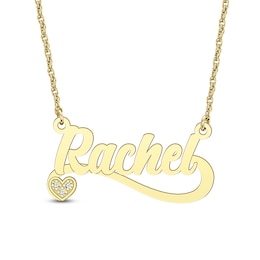 Diamond Accent Script Name with Heart and Ribbon Necklace (1 Line)