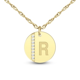 12.0mm Diamond Accent Engravable Initial Disc Pendant (1 Initial)