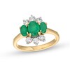 Oval Emerald and 0.50 CT. T.W. Certified Lab-Created Diamond Three-Stone Ring in 1OK Gold