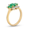 Oval Emerald and 0.50 CT. T.W. Certified Lab-Created Diamond Three-Stone Ring in 1OK Gold