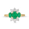 Oval Emerald and 0.50 CT. T.W. Certified Lab-Created Diamond Three-Stone Ring in 1OK Gold