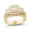 Thumbnail Image 1 of 1.45 CT. T.W. Princess-Cut Diamond Past Present Future® Double Cushion Frame Bridal Set in 14K Gold
