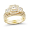 Thumbnail Image 0 of 1.45 CT. T.W. Princess-Cut Diamond Past Present Future® Double Cushion Frame Bridal Set in 14K Gold