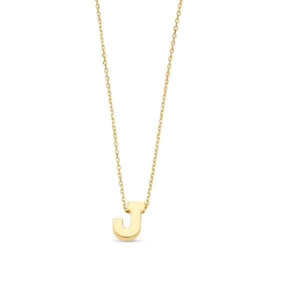 Uppercase Block "J" Initial Pendant in 10K Gold