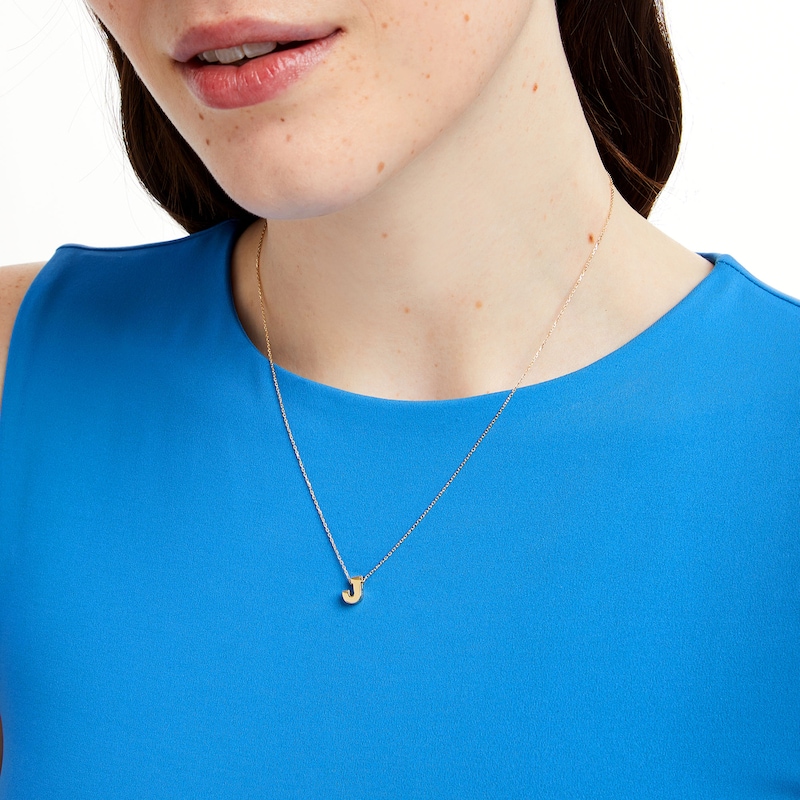 Main Image 2 of Uppercase Block "J" Initial Pendant in 10K Gold