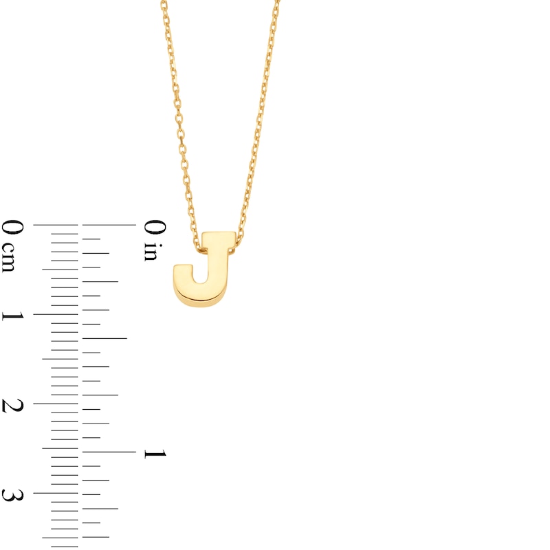 Main Image 3 of Uppercase Block "J" Initial Pendant in 10K Gold