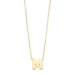 Uppercase Block "M" Initial Pendant in 10K Gold
