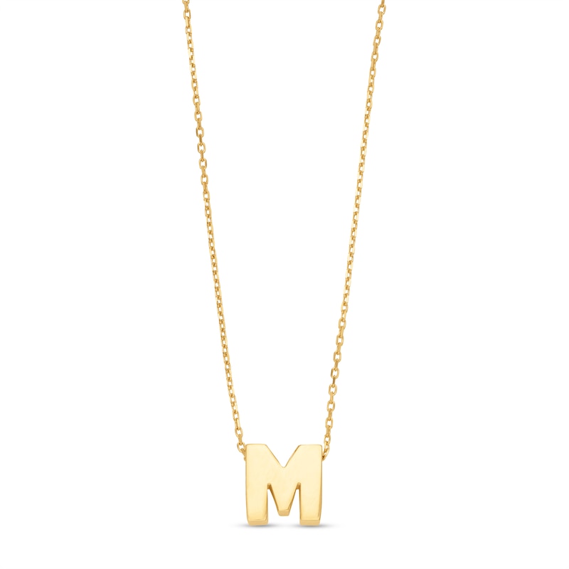 Uppercase Block "M" Initial Pendant in 10K Gold