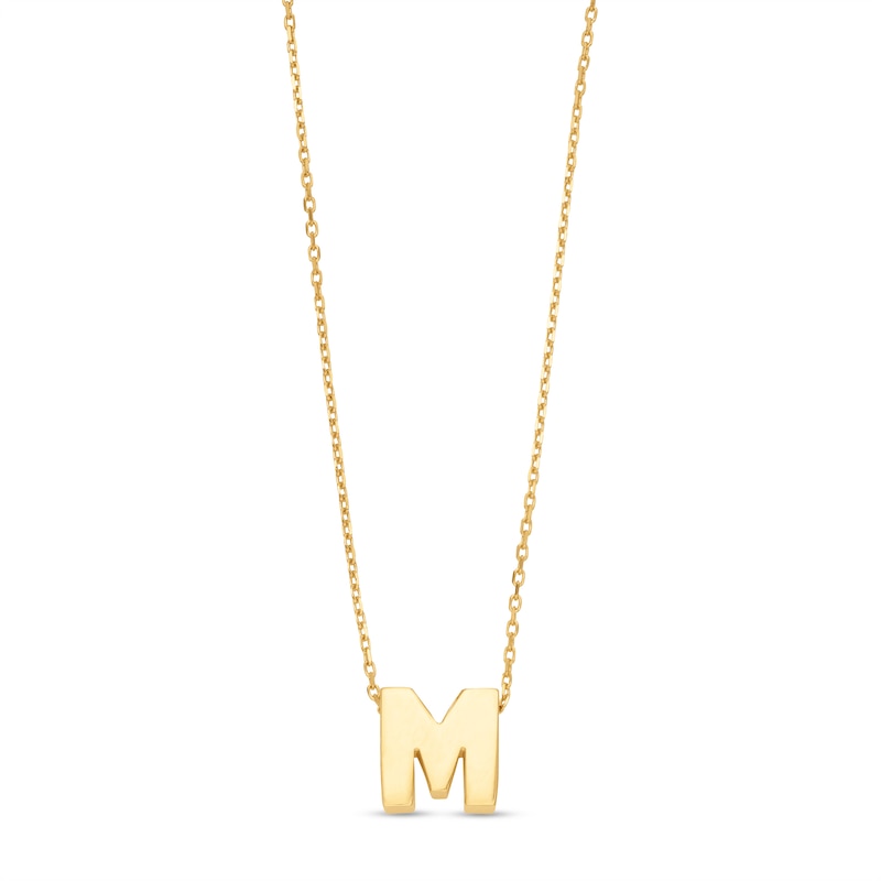 Uppercase Block "M" Initial Pendant in 10K Gold