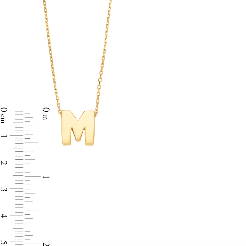 Main Image 3 of Uppercase Block "M" Initial Pendant in 10K Gold